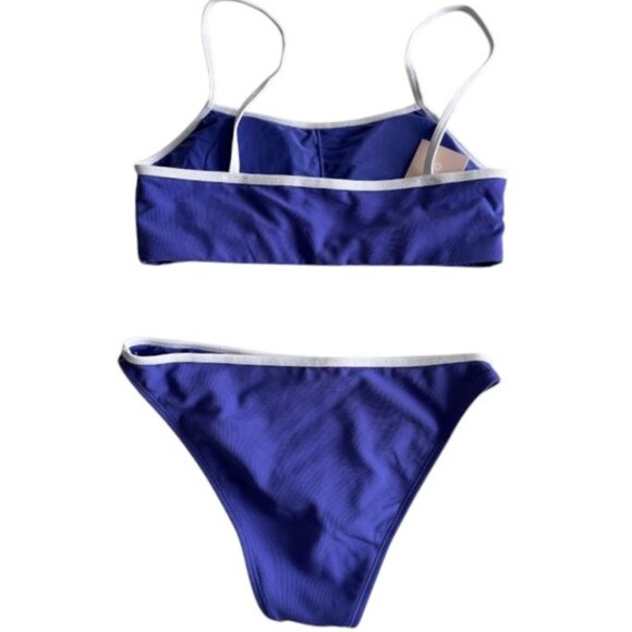 Wilo The Label blue/white contrast crop two piece bikini set size S NWT - Picture 4 of 6
